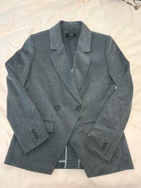 J. Crew Gray Double-Breasted Wool-Blend Blazer